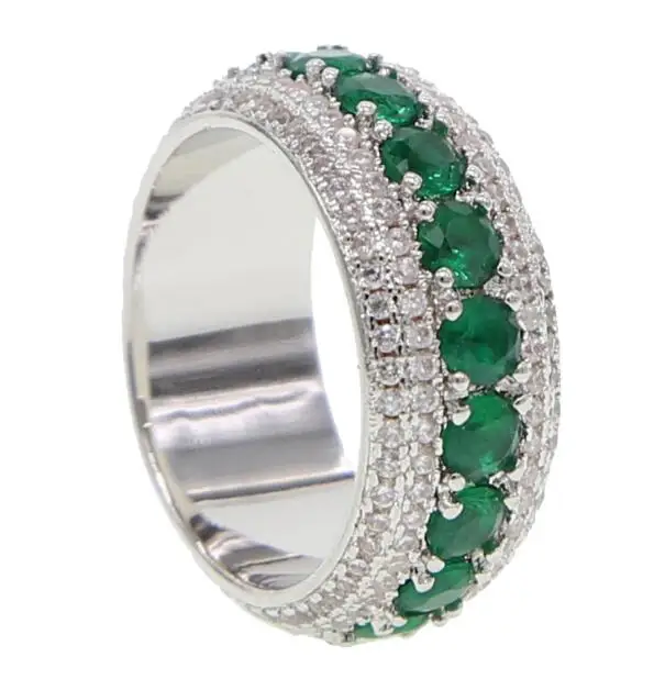 7-11 обручальное кольцо для мужчин, мальчиков, сверкающее, покрытое фианитами, кольцо вечности, хип-хоп, шикарное, рок, cz, кольца - Main Stone Color: Green