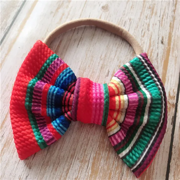 5 дюймов Serape Русалочка разноцветный бант для маленьких девочек эластичные