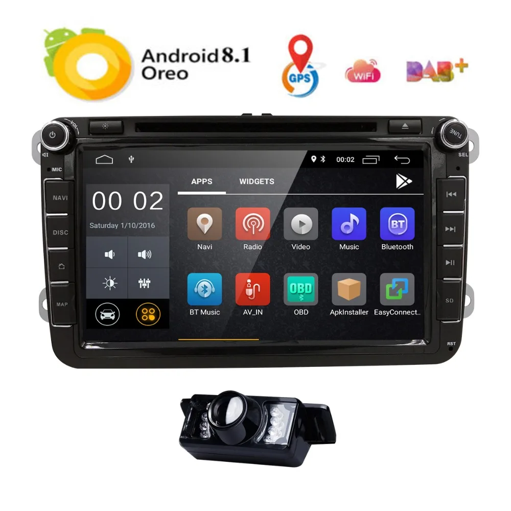 

android 8.1 car dvd for vw passat b7 b6 golf 5 tiguan polo octavia rapid fabia multimedia gps player DVR RDS DVBT SWC DAB OBD BT