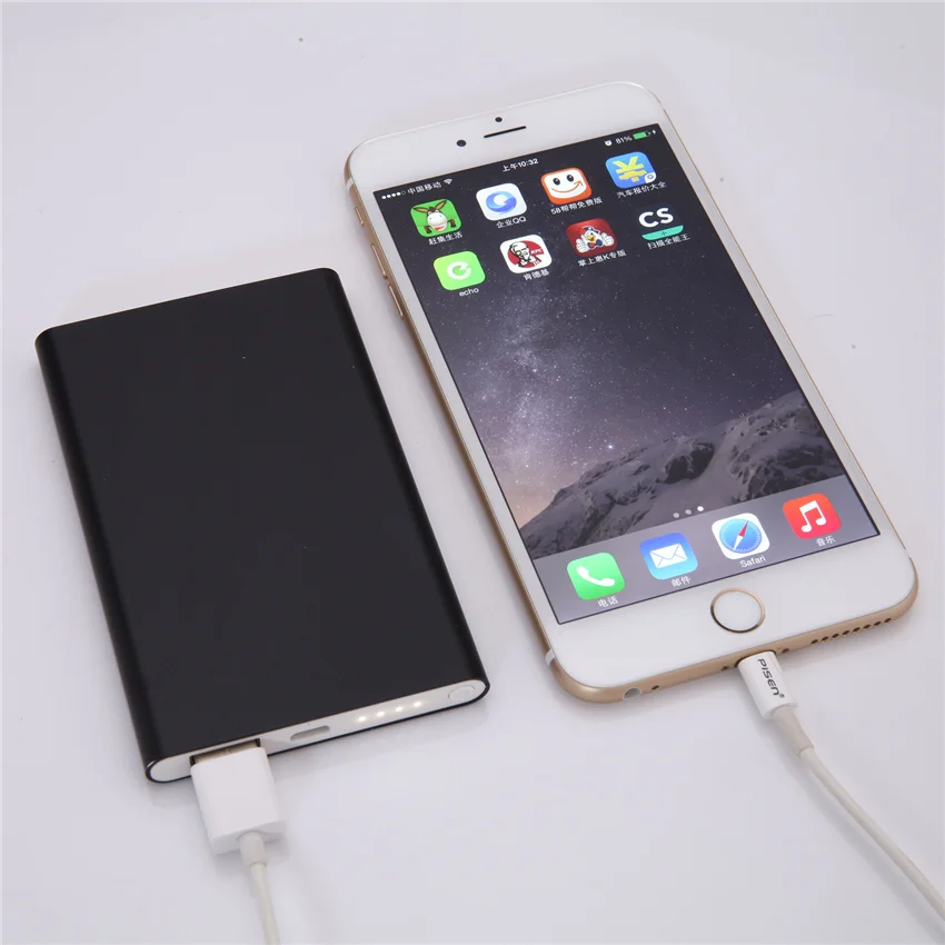 

Hotest sale Ultra thin 10000 mAh Portable USB Battery Charger Power Bank For Iphone Smart Cell Phones Includes a Charging Cable