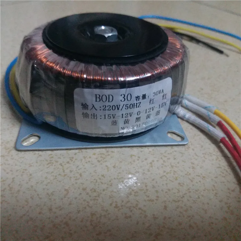 

15V-12V-0-12V-15V 1A Ring transformer copper 30VA 220V input custom toroidal transformer for power supply amplifier