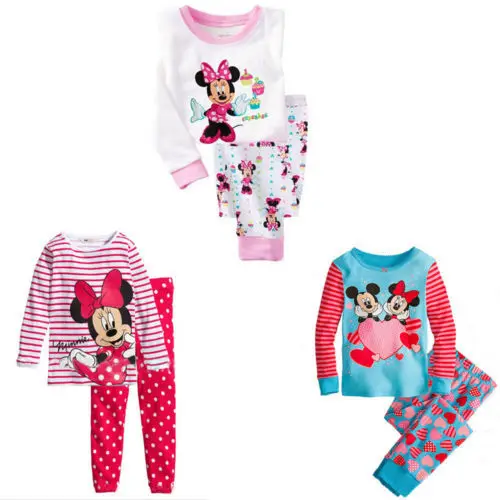 2016 wholesale lovely cartoon minnie mouse long sleeve tops long pants font b suit b font