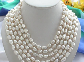 

FREE SHIPPING>>>@@ AS33120 6ROW 10MM WHITE BAROQUE FW CULTURED PEARL NECKLACE