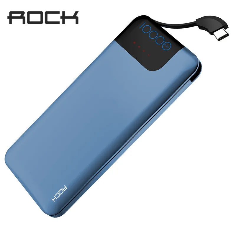 ROCK Quick Charge power Bank 10000mAh 5 V/9 V/12 V Smart QC 3,0 power bank с цифровым дисплеем TYPE C портативный внешний аккумулятор