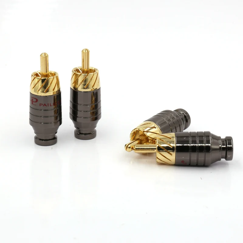 

Free shipping 4pcs Copper RCA Plug Gold Plated Audio Video Adapter Connector