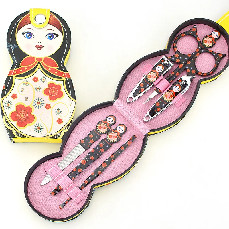 Cute 6pcs/set Painted Nail Clippers Set Cute Doll Manicure Sets Nail