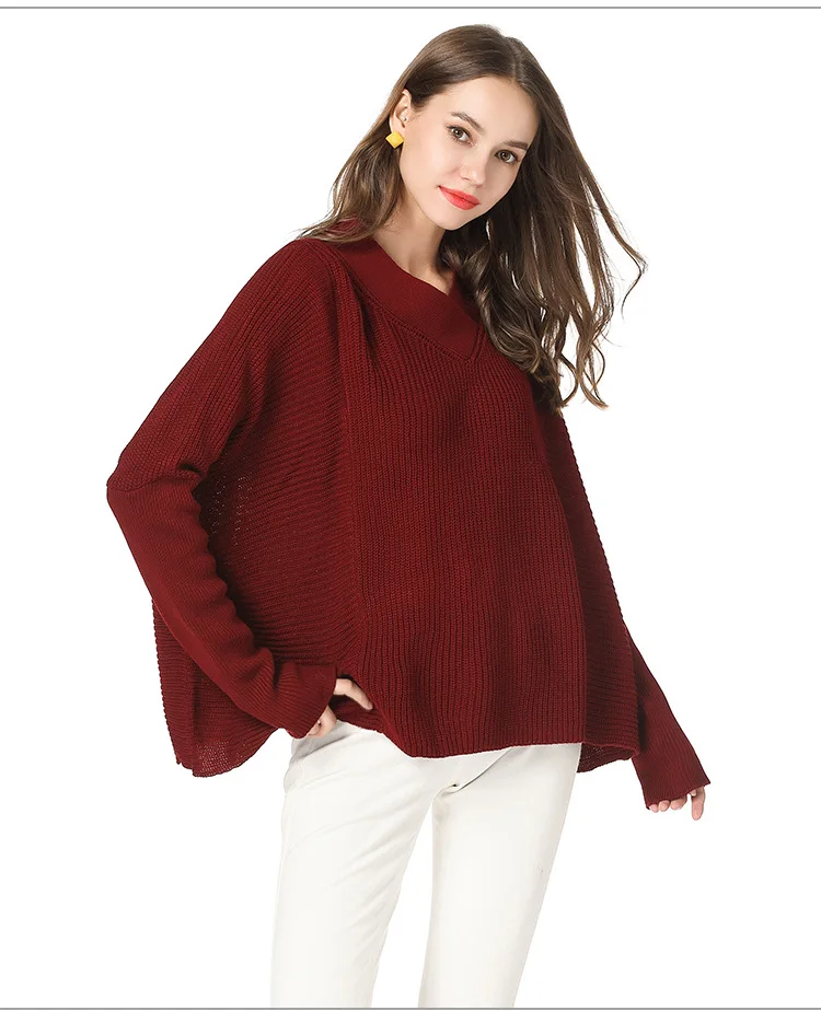 Loose Knitted Women Pullovers Sweaters Long-sleeved V-neck Casual Sweater 2018 Autumn Winter New Fashion Solid Color Femme Tops Loose Knitted Women Pullovers Sweaters Long-sleeved V-neck Casual Sweater 2018 Autumn Winter New Fashion Solid Color Femme Tops