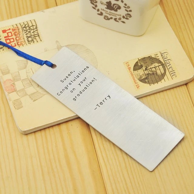 personalized bookmark hand stamped