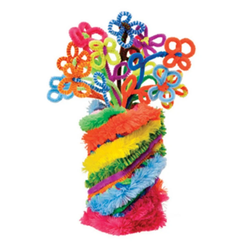 

100PCS 30cm DIY Artificial Flowers Colorful Plush Iron Wire Flocking Handmade DIY Craft Chenille Stick Pipe Cleaner Kids Toys