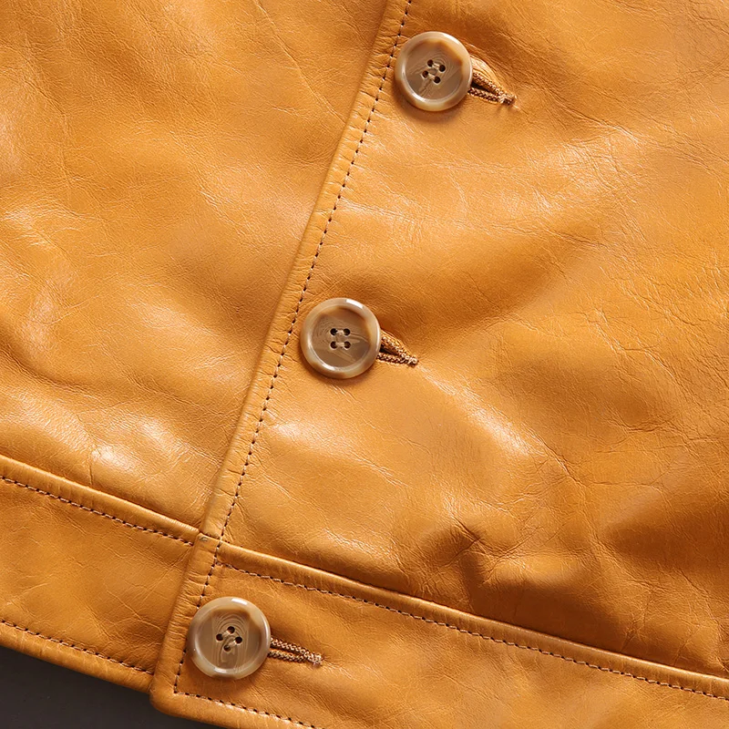 Buy A1831 Read Description ! Asian size super quality men's genuine cow leather coat vintage cowhide leather jacket