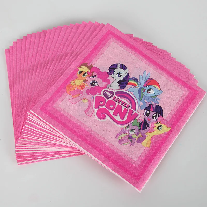 20 шт./лот, бумажные салфетки My Little Pony, детские товары для вечеринки на день рождения, рождественские подарки для мероприятий вечерние украшения