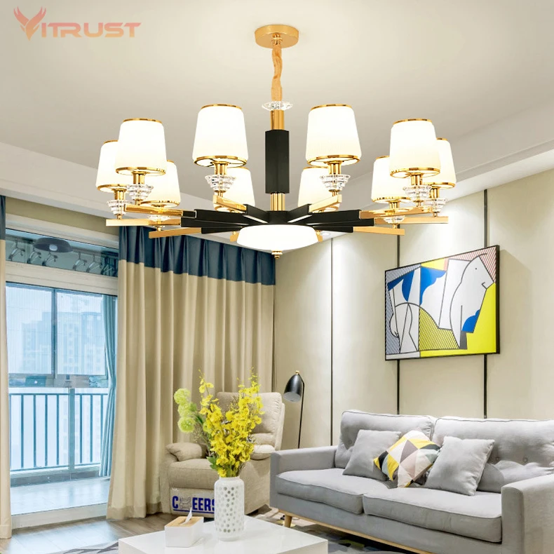 

Luxury Candle Chandeliers Copper Material pendant lamp American Retro Copper Led Chandeliers Dining Room Led Pendant Chandelier