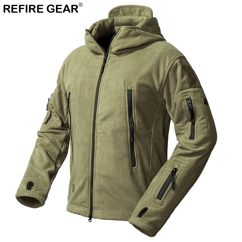Refire gear уличная флисовая куртка мужская теплая утолщенная полярная мульти-карманная походная куртка зимняя верхняя одежда пальто с капюшоном