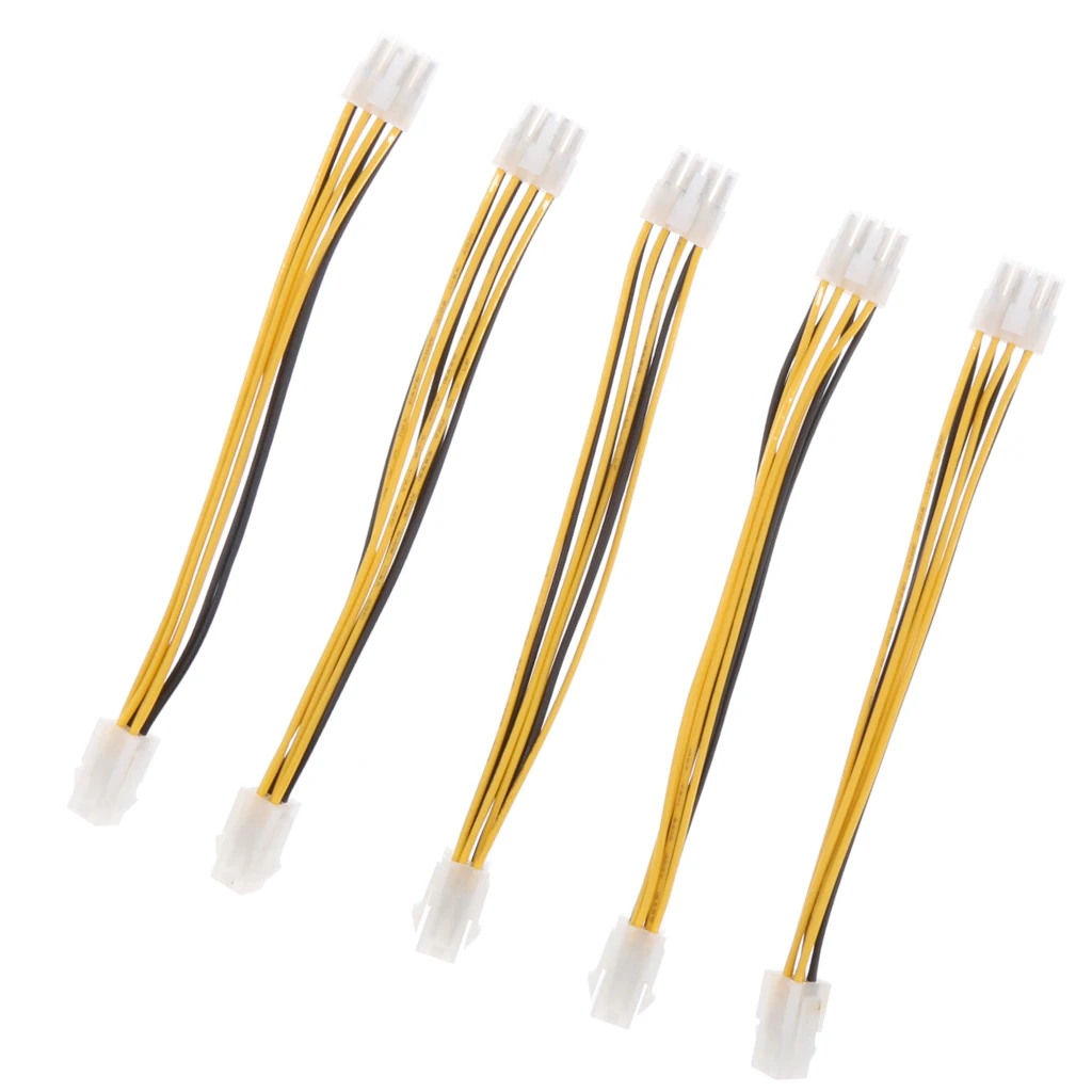5pcs 4 Pin Female to 8 Pin Male CPU Power Converter Cable Lead Adapter Cord