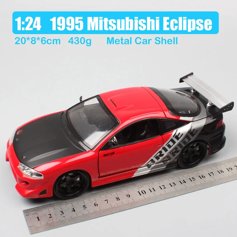 1/24 Jada 1995 Mitsubishi Eclipse, гоночные литые автомобили, металлическая спортивная модель автомобиля, масштабные игрушки, миниатюрный подарок для мальчика