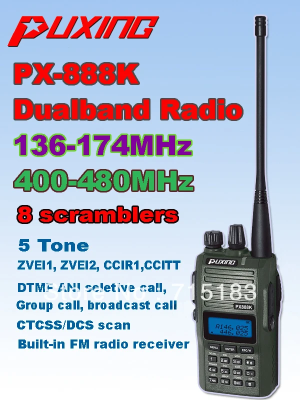 

New PUXING PX-888K PX CB ham radio dualband UHF &VHF 5w two way radio walkie talkie puxing 888k transceiver police equipment