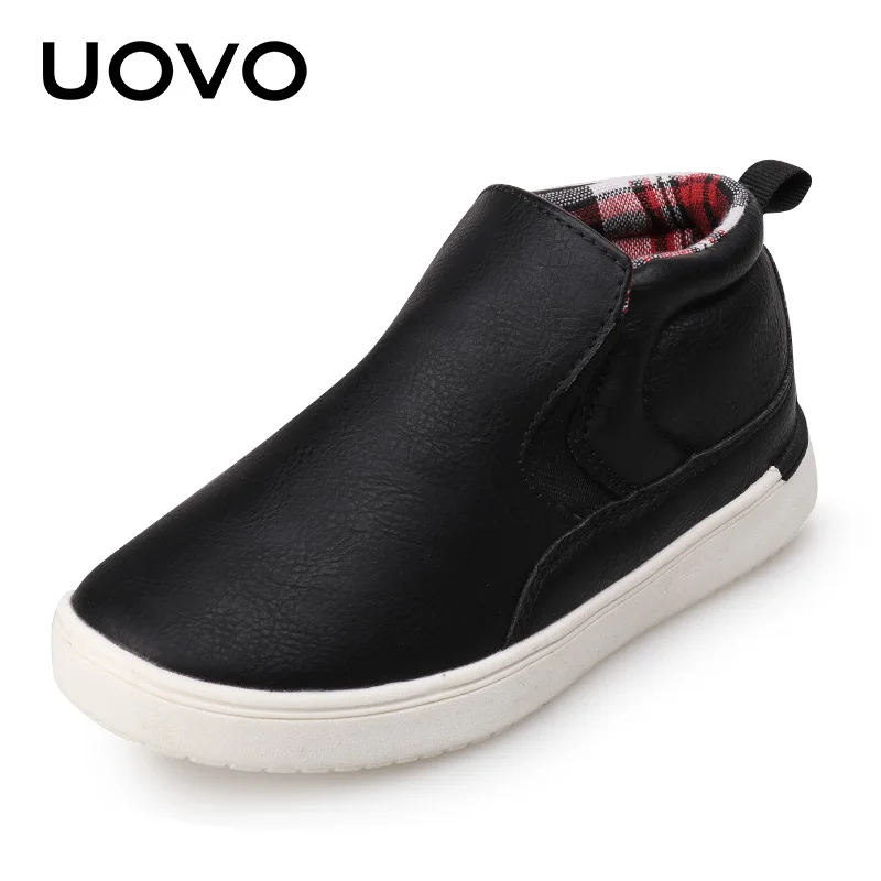 

UOVO Spring Autumn NEW 2017 Children Shoes Fashion PU Leather Boys Sneakers Elastic Band For Kids Size 27-35