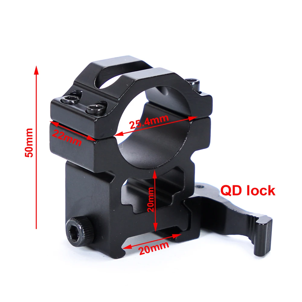 Hunting Picatinny Gun Scope Flashlight Laser Rail Mount 25mm Qd Quick