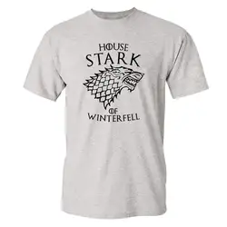 Зима приближается дом Игра престолов летние топы человек 100% хлопок Футболка Волк Принт Homme летние футболки верхняя одежда