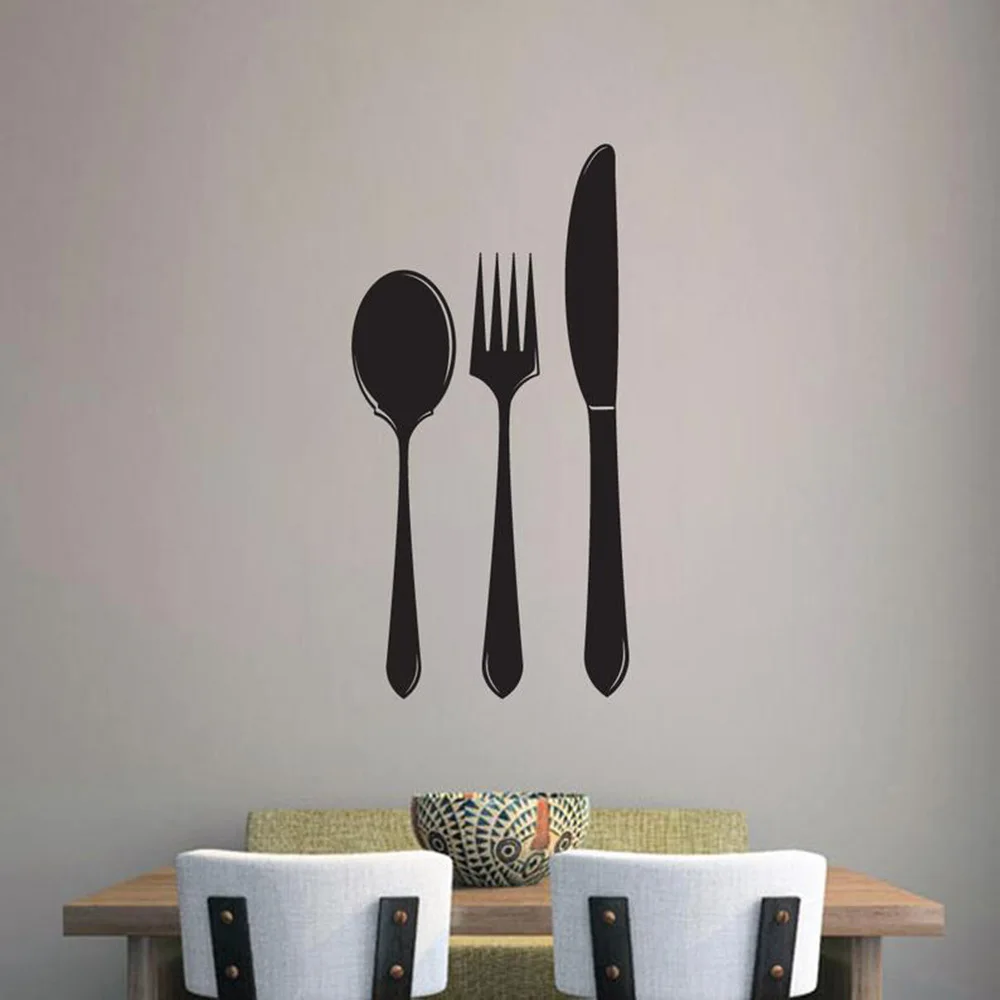 Ложка Вилка Нож Виниловые стикеры на стену для стены картины на стену кухни посуда Настенный декор столовые приборы настенные наклейки G16