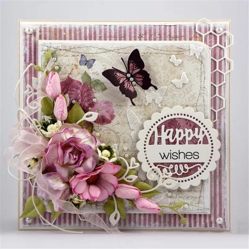 

Julyarts New Happy Sayings Die Set Frame Dies Metal Cutting Dies Stencils for DIY Scrapbooking Paper Cards Craft Embossing
