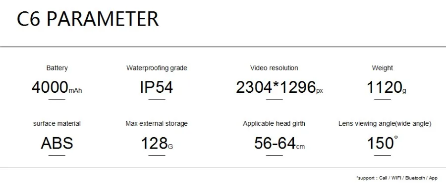 C6 шлем из натуральной кожи с wifi камерой и телефоном, отвечающим на 2K видео-съемку с бесплатным управлением мобильным приложением, водонепроницаемый IP54