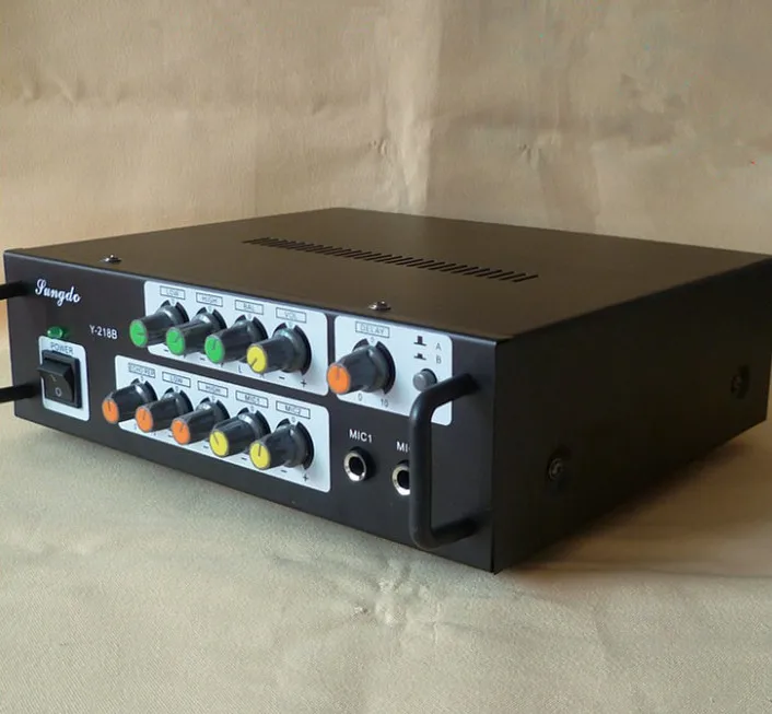 AC220V Y-218B 300W+ 300W 2-х канальный домашний караоке цифровой аудио усилитель с вход для микрофона