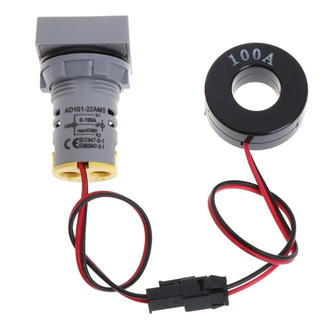 Цифровой амперметр измеритель тока Светодиодный светильник квадратный сигнальный светильник 22 мм 0-100A