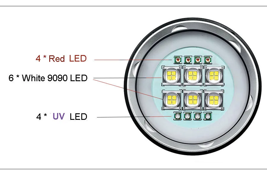 Светодиодный светильник для дайвинга 6 CREE XHP70/90 светодиодный светильник для фото и видео 100 лм подводный м водонепроницаемый тактический фонарь