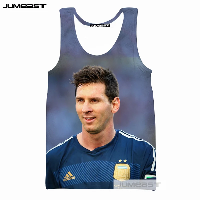 Jumeast бренд моды 3d печатных Lionel Messi мужские/женские топы супер Футбол Звезда Унисекс Без Рукавов Рубашка гусарский жилет