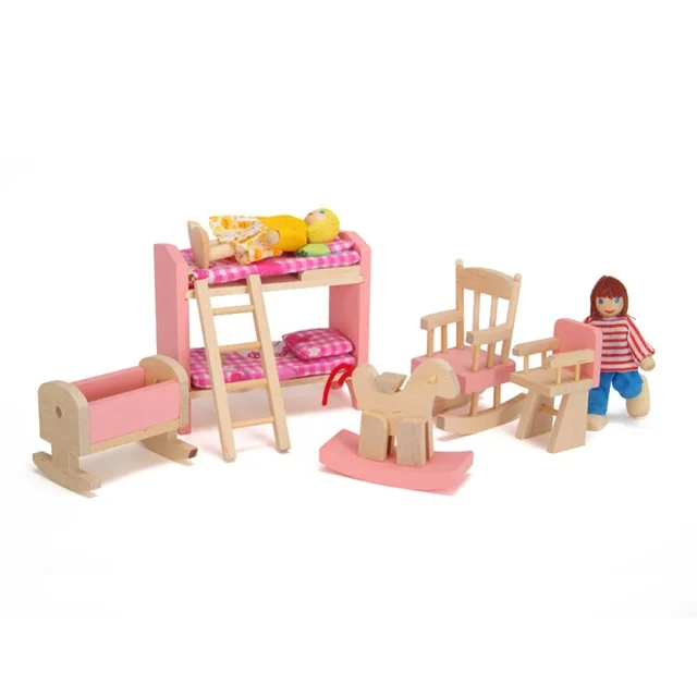 Nueva Muñeca De Madera Litera Cama Muebles De La Casa De Los Niños