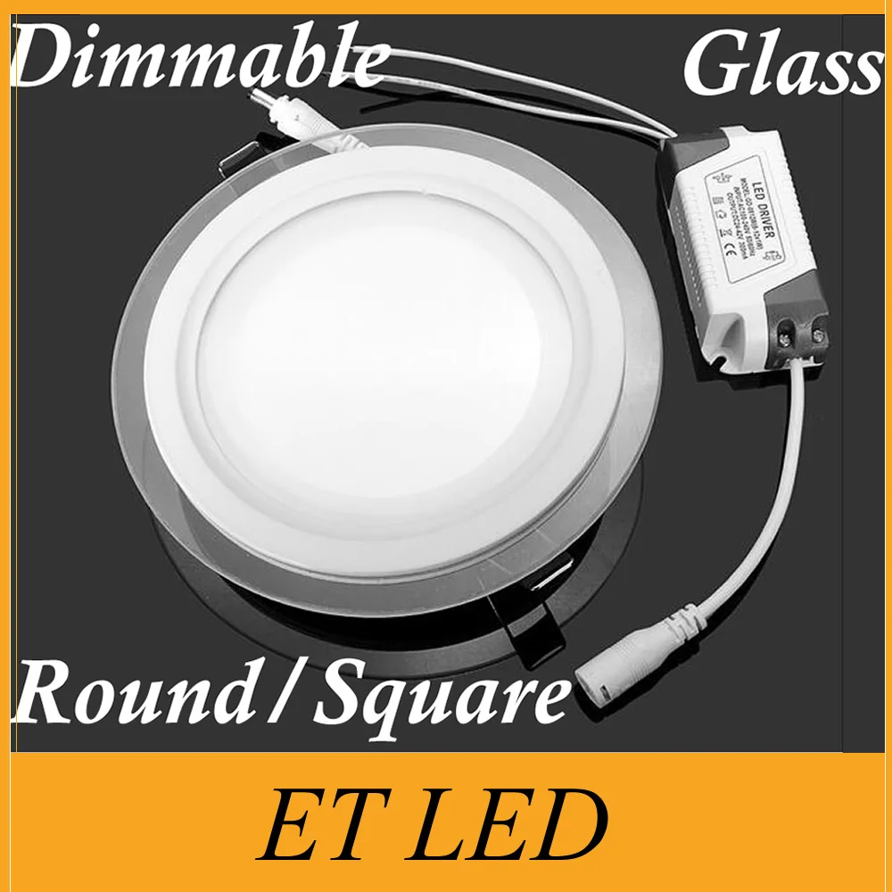 6W 12W 18W Dimmable LED Panel Downlight Square Glass Panel Lights High