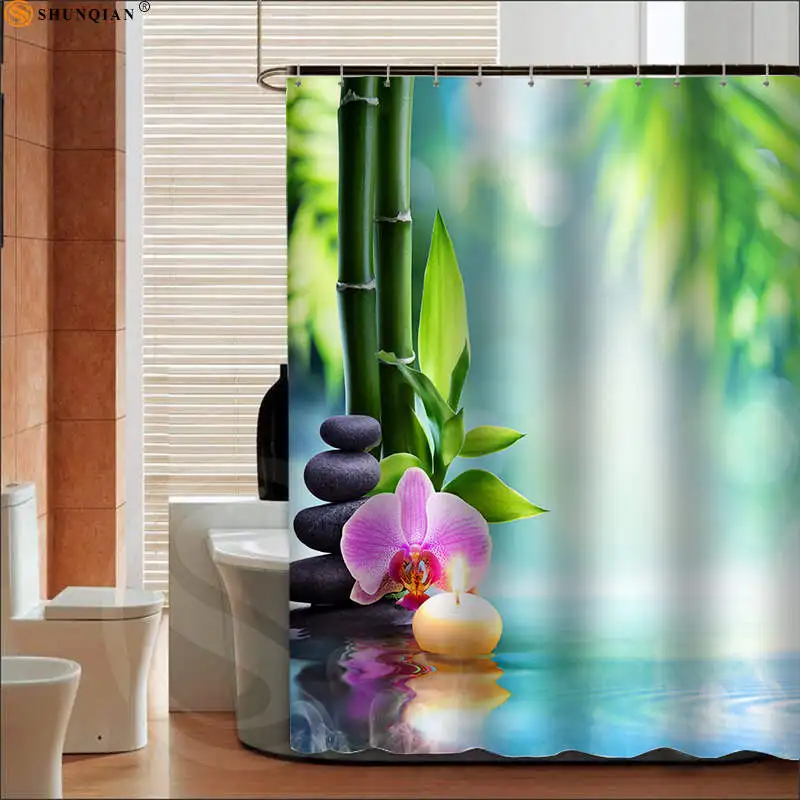 Kaufen Beste Bambus Dusche Vorhang Spa Decor Mehltau Resistent Bad Zen Garten Thema Decor Ansicht für Bad Vorhang großen 180X200cm