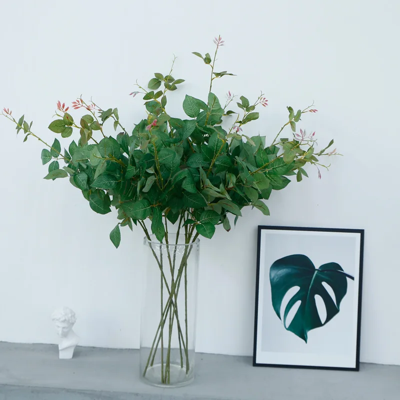 

Artificial green leaves rose leaf DIY wedding hotel home table floral arrangement decor silk rose peony leaf