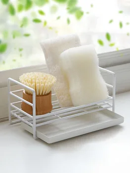 

Vanzlife kitchen iron sponge storage rack sink pool organising rack home kitchen countertop sink rag sebum drain rack