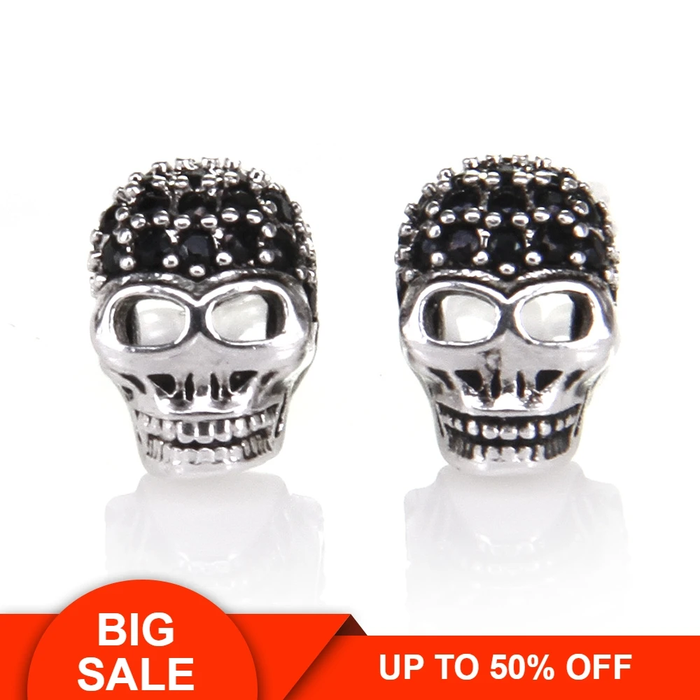 

Thomas Skull with Rhinestone Stud Earring, European Rebel Heart Style Jewelry for Men and Women TS-E45