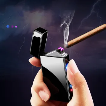 

Personality Creative Windproof USB Charging Touch Induction Double Arc Lighters Pulse Plasma Cigarette Lighter Gadgets for Men