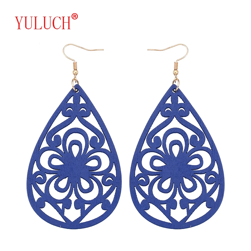 

YULUCH Natural African Logs Drops Openwork Flowers Shapes for National Fashion Personality Women Jewelry Pendant Earrings Gifts