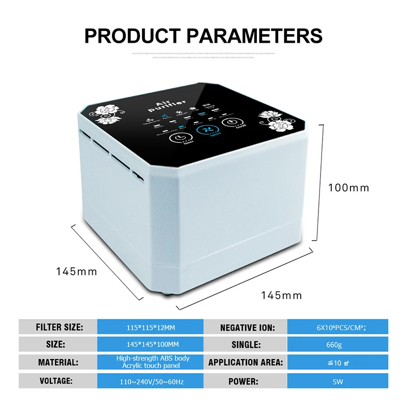 Multifunctional Air Purifier Cleaner Sterilizer Desktop Negative Ion Generator Purify PM 2.5 Remove Formaldehyde for home office