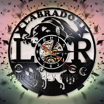 

Labrador Golden Retriever Dog Wall Clock Dog Breeds Pet Puppy Vinyl Record Wall Clock 3D Wall Watches Unqiue Gift For Dog Lover