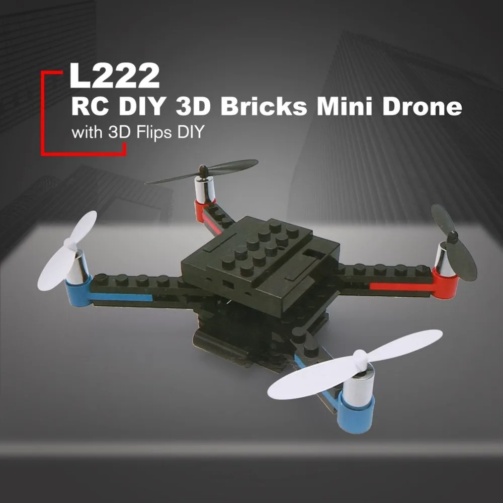 

L222 Mini Micro RC RC Building Block 3D Bricks Quadcopter Drone Aircraft UAV with Flips Headless Mode DIY for Beginner Gift