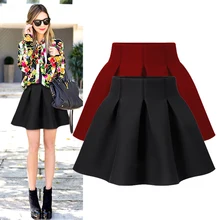 Женская плиссированная юбка женская осень/зима Новая повседневная империя талии выше колена мини-юбка А-силуэта Офисная Леди Милая однотонная