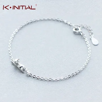 Kinitial 1Pcs 2017 Cute Cat Charm Bracelets 925 Silver Bracelet Girl Cool Animal Cats Statement Hand Wrist Cuff Bangle Jewelry
