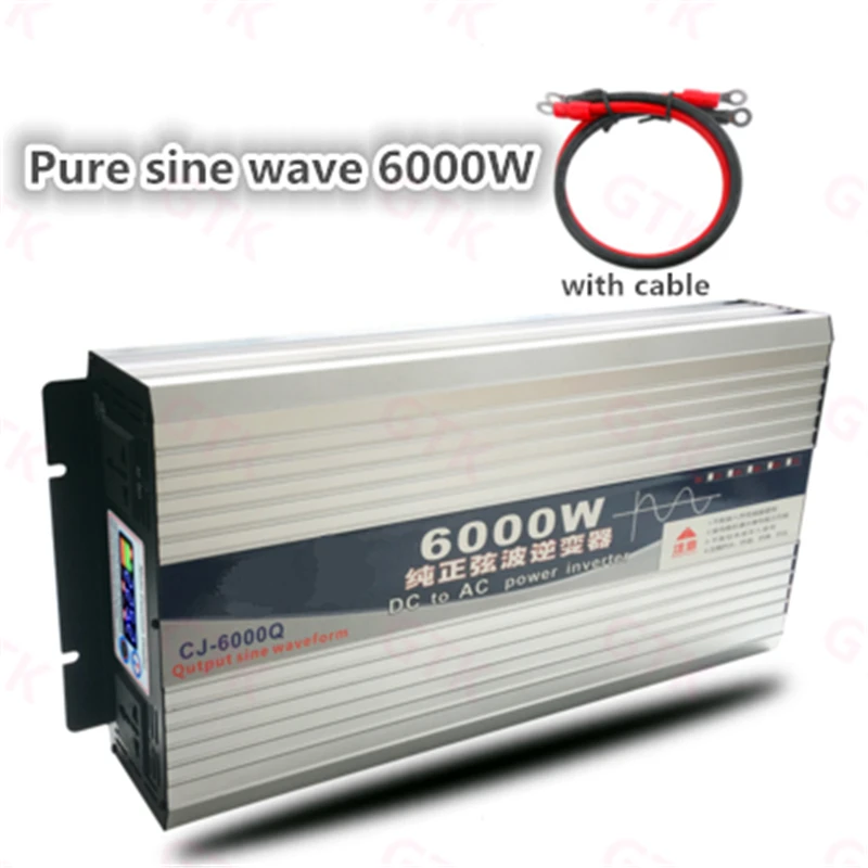 Инвертор с синусоидальной волной инвертор DC12V 24V 48V 60V 72V к AC220V 6000W ЖК дисплея