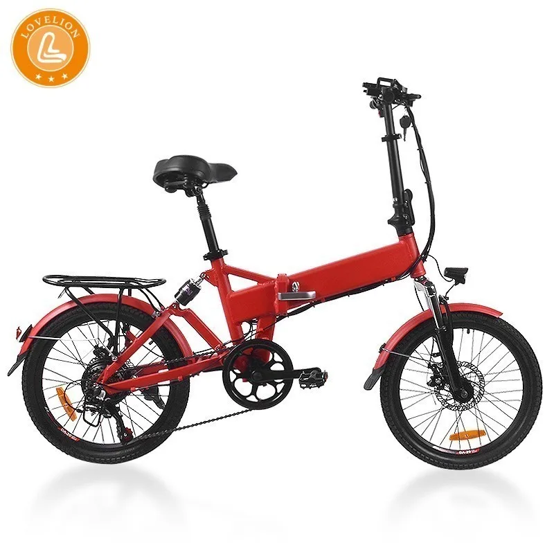 Clearance MEIYATU portable foldable Red adult Electric Power bike Belt 250w Lithium Battery Bicycle With pedal ebike LOVELION EU scooter 0
