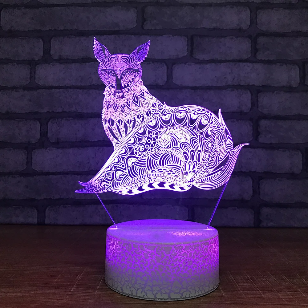 3D светодио дный 7 цветов изменить видения Спальня атмосферу сна мультфильм абстрактный кошка настольная лампа освещения Usb декор для