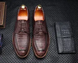 Итальянский Стиль круглый носок натуральной кожи оксфорды высокое качество Формальные Бизнес Для мужчин's одежда обувь оксфорды