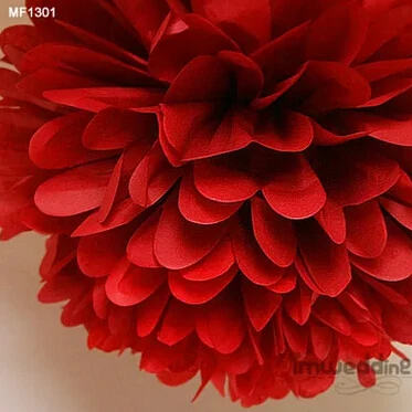 Pom Poms 1 шт. 30 см, китайская бумага шарики из искусственных цветов DIY для создания свадебного украшения вечерние товары для дома декоративные автомобильные - Цвет: Красный