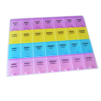 

Simplely 7 Days Weekly Pill Medicine PVC Box 28 Compartments Storage Case Household Splitters Healthy Care For Illness People