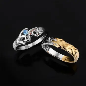

S925 Jewelry Sterling Sliver Engagement Rings LoL Hero Master Couples Lovers Rings Wukong Ahri Ring Game Jewelry